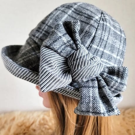 フィット hat★blackグレー系チェック×リボン