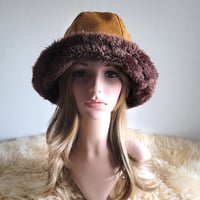 ふわモコ★フィットhat★59.5㎝★オレンジ系ウール×プードルファー