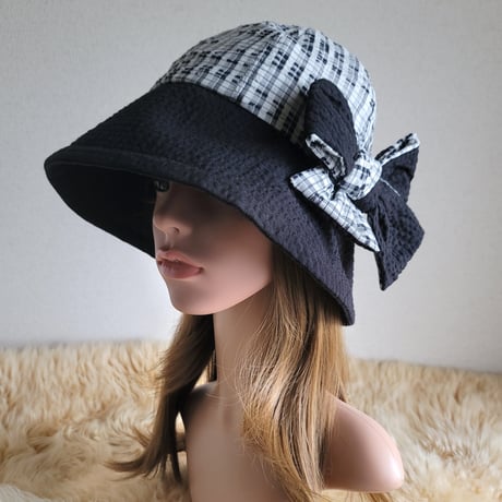 1点のみ★約59.5㎝★フィット hatリボン★モノトーンストライプ