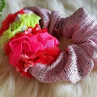 ★大人シュシュ＊和へこ帯 フリル★ピンクラメ