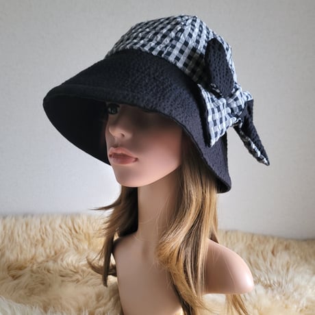 1点のみ★約59.5㎝★フィット hatリボン★モノトーンチェック