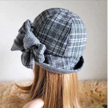 フィット hat★blackグレー系チェック×リボン