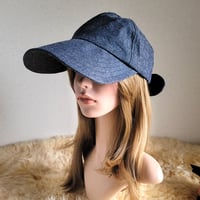 ネップデニム★つば広バージョン★メンズ感を出さない★大人の女子 リボン キャップ