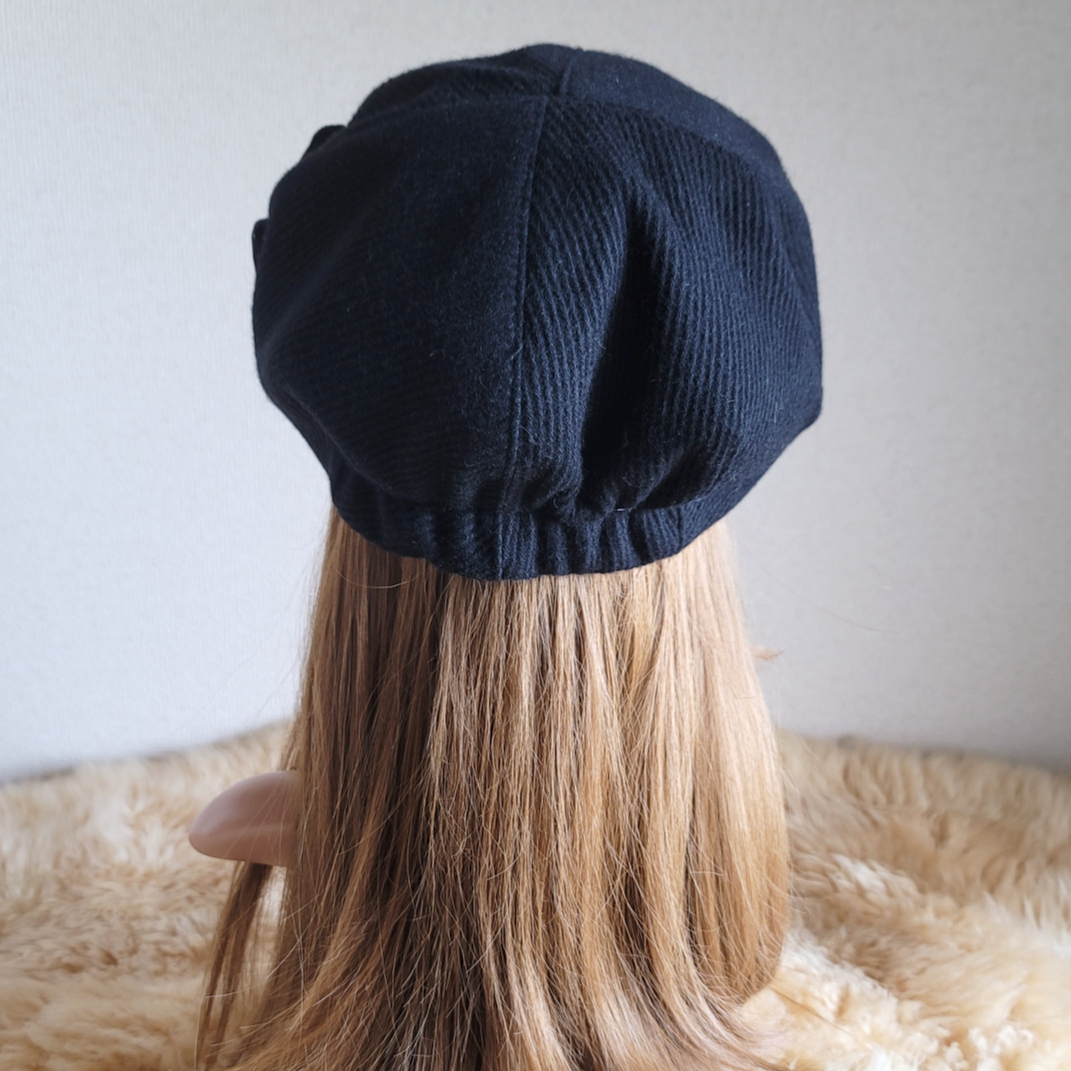 厚手ブラックウール☆60㎝☆ドットリボン☆蝶が舞う☆バタフライ