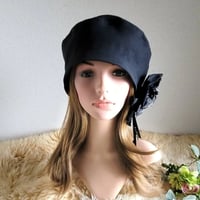 ★コーデが決まる★ブラックデニム★切り替え ベレー帽★サイズ調節付き