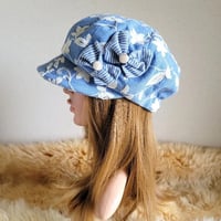 ぷっくり刺繍★ 蝶が舞う  バタフライキャスケット★ゆったり サイズ