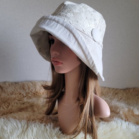 ひとつ持っていると便利なプレーン帽子★ナチュラルベージュ×ストライプCotton