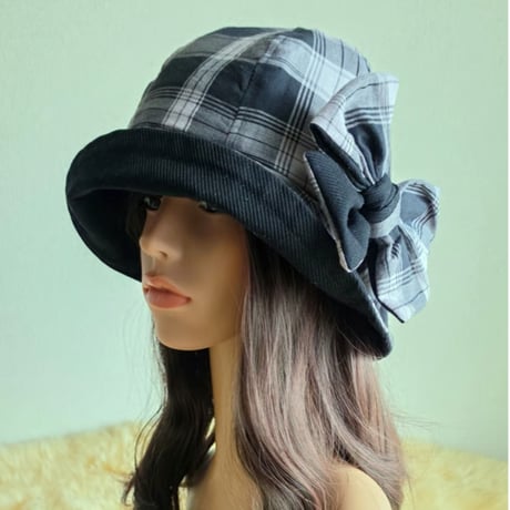 薄手★フィット hat★60cm★薄紫ピンク系BLACKカラー