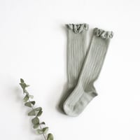 collegien Lace Trim Kneehigh Socks - Aquamarine