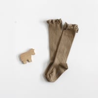 collegien Lace Trim Kneehigh Socks - taupe