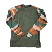 新品【インド軍】インド軍特有ウッドランド迷彩 戦闘服 ベースボールTシャツ