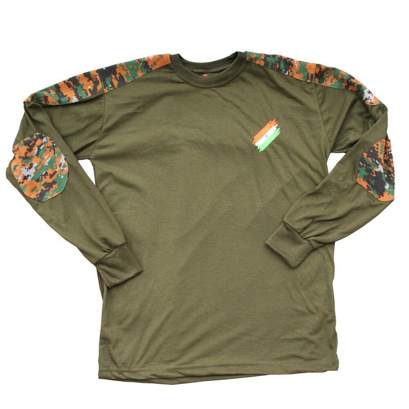 新品【インド軍】marpatデジタル 迷彩 肘パッド付長袖Tシャツ 戦闘服