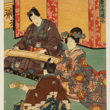 三代歌川豊国 春夜乃御遊 三枚続/UTAGAWA TOYOKUNIⅢ
