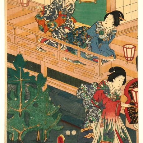 三代歌川豊国 若君宮参之図 三枚続/UTAGAWA TOYOKUNIⅢ