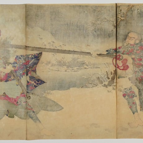 豊原国周 水滸傳 三枚続 九紋龍 市川團十郎・ 華和尚 市川左團次/KUNICHIKA