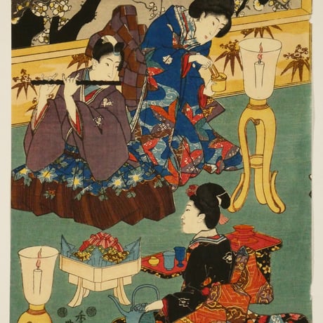 三代歌川豊国 春夜乃御遊 三枚続/UTAGAWA TOYOKUNIⅢ
