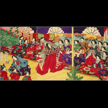 楊洲周延 比能道成寺美人之春奥 三枚続/CHIKANOBU
