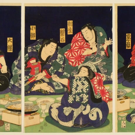 二代歌川国輝 見立七福人 三枚続/UTAGAWA KUNITERU II