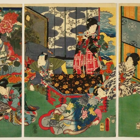 三代歌川豊国	梅つぼのかた 三枚続/UTAGAWA TOYOKUNIⅢ