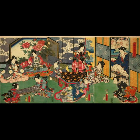三代歌川豊国	梅つぼのかた 三枚続/UTAGAWA TOYOKUNIⅢ