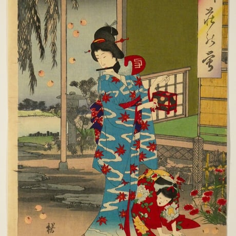楊洲周延 別荘乃蛍 三枚続/CHIKANOBU