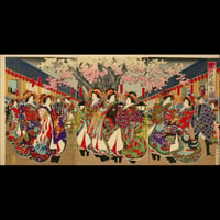 楊洲周延 里の花廓の賑 三枚続/CHIKANOBU
