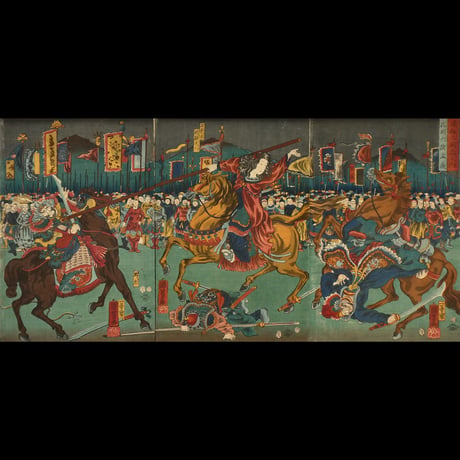 一勇斎国芳 通俗三国志之内 孔明六擒孟獲 三枚続/ICHIYUSAI KUNIYOSHI