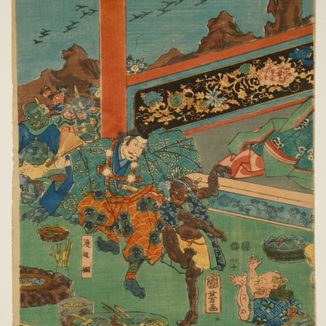 一勇斎国芳 大江山福寿酒盛 三枚続/ICHIYUSAI KUNIYOSHI