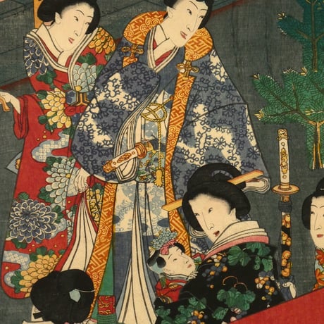 三代歌川豊国 若君宮参之図 三枚続/UTAGAWA TOYOKUNIⅢ