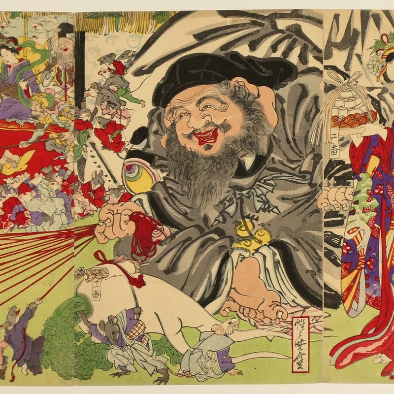 河鍋暁斎の表裏艶福図 と浮世絵名品聚芳（葛飾北斎）のセット kawanabe.jpg