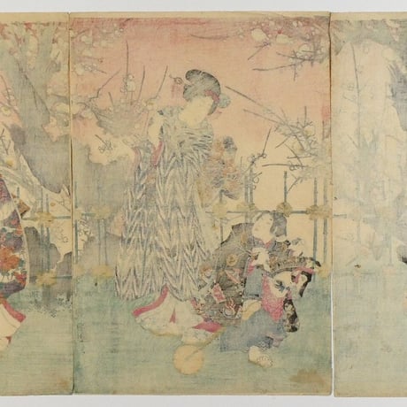 三代歌川豊国 睦月 三枚続/UTAGAWA TOYOKUNIⅢ