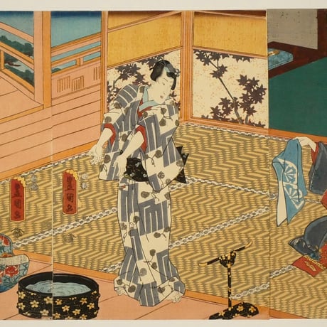 三代歌川豊国 露福夢妻戸白萩 三枚続/UTAGAWA TOYOKUNIⅢ