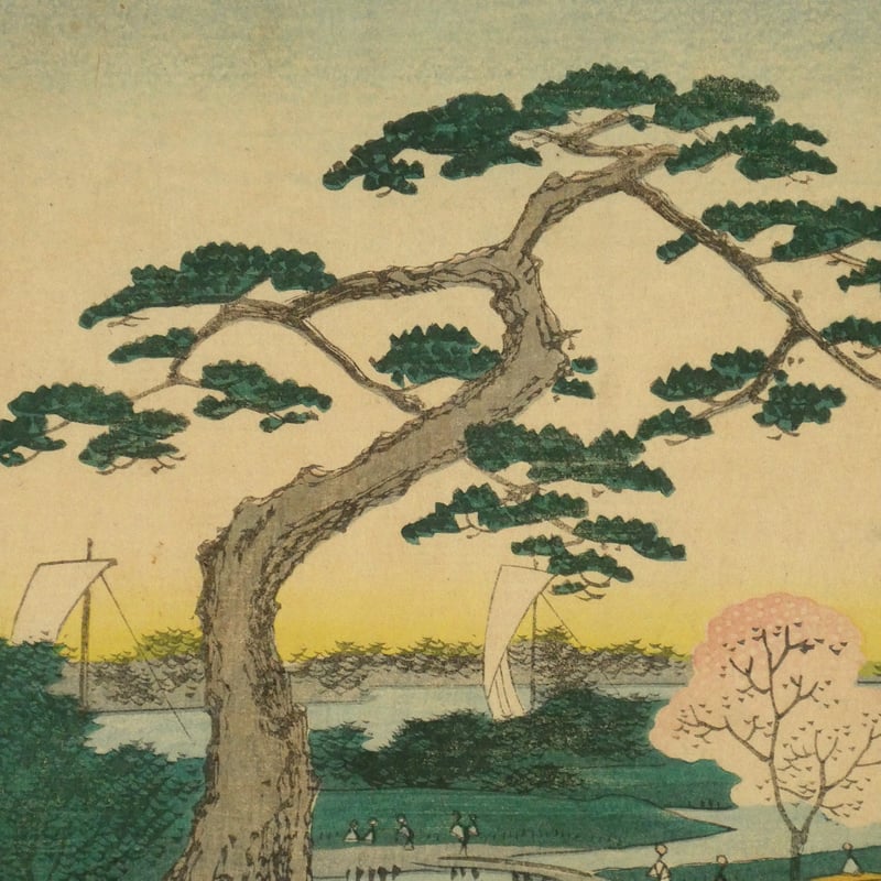 浮世絵、観音靈驗記(総持寺)三代豊国画上の景色二代広重画、補修多くジャンク品扱い 浮世絵、観音靈驗記(総持寺)三代豊国画上の景色二代広重画、補修