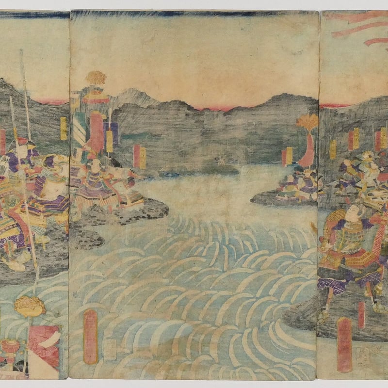 一蘭斎国綱 信州川中嶋武田上杉和睦図 三枚続/UTAGAWA 一蘭斎国綱 信州川中嶋武田上杉和睦図 三枚続/UTAGAWA