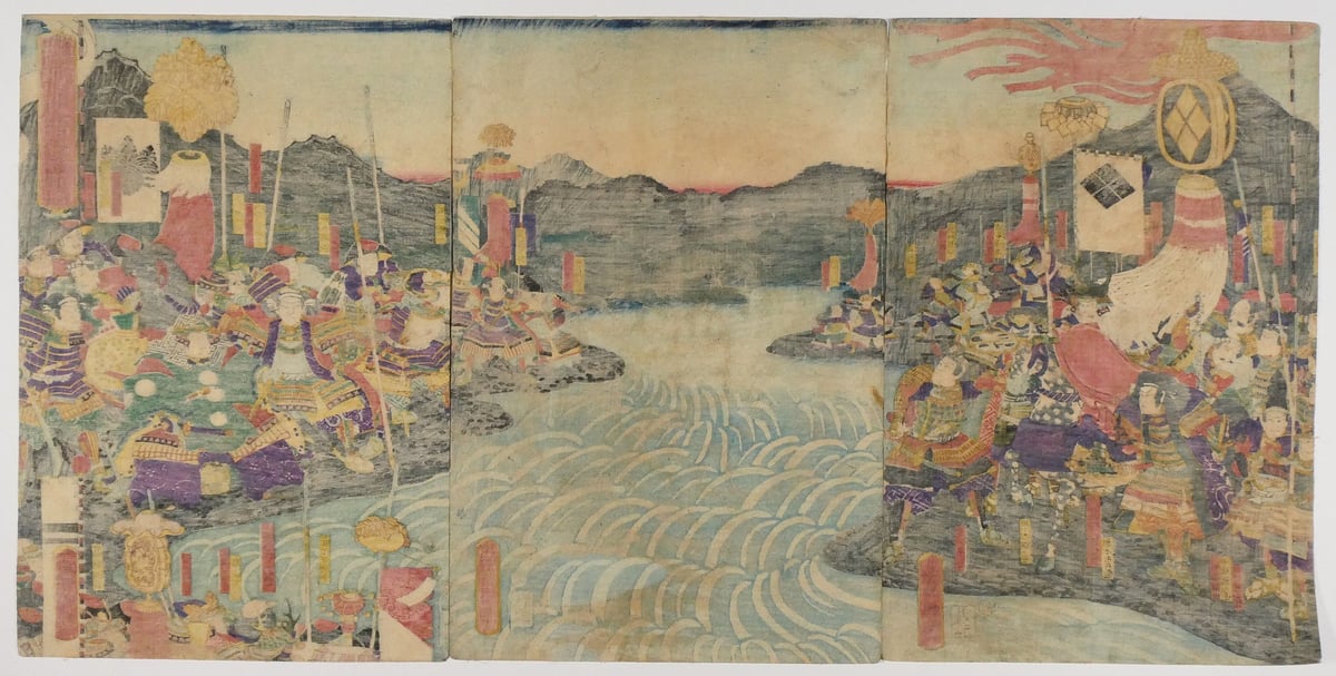 一蘭斎国綱 信州川中嶋武田上杉和睦図 三枚続/UTAGAWA 一蘭斎国綱 信州川中嶋武田上杉和睦図 三枚続/UTAGAWA