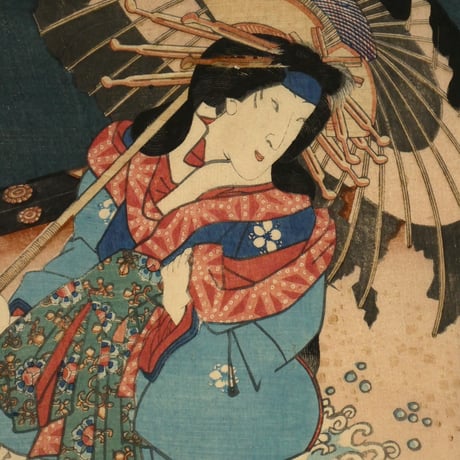 三代歌川豊国 豊国揮毫奇術競 博多少女郎/UTAGAWA TOYOKUNIⅢ