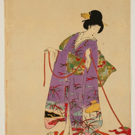 楊洲周延 徳川時代 貴婦人之図 花車 三枚続/CHIKANOBU