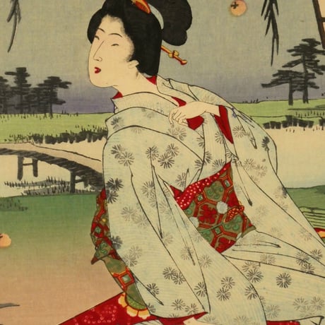 楊洲周延 別荘乃蛍 三枚続/CHIKANOBU