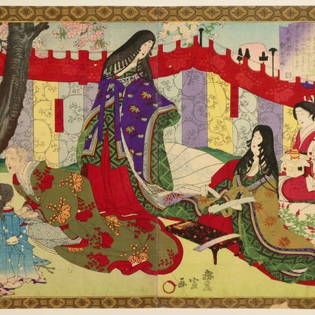 歌川豊宣 新選太閤記 醍醐の花見 六枚続/UTAGAWA TOYONOBU