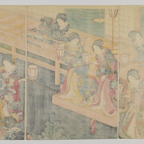 三代歌川豊国 若君宮参之図 三枚続/UTAGAWA TOYOKUNIⅢ