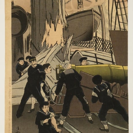 小林清親 黄海二於ル我軍ノ大捷 第三図 三枚続／KOBAYASHI KIYOCHIKA