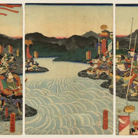 一蘭斎国綱 信州川中嶋武田上杉和睦図 三枚続／UTAGAWA KUNITSUNA