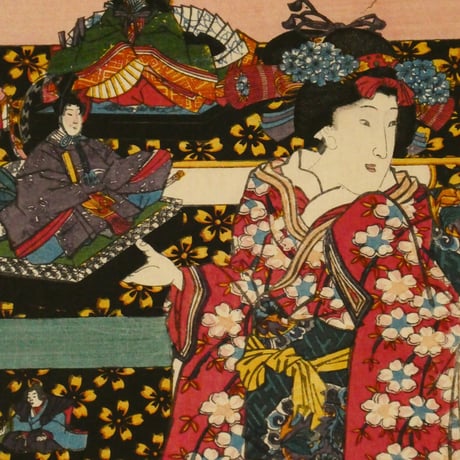 三代歌川豊国	雛女夫桃の細眉 三枚続/UTAGAWA TOYOKUNIⅢ
