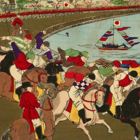 楊洲周延 東京不忍大競馬之図 三枚続/CHIKANOBU