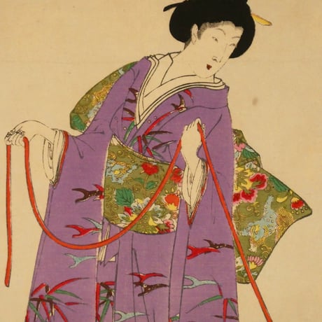 楊洲周延 徳川時代 貴婦人之図 花車 三枚続/CHIKANOBU