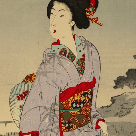 楊洲周延 月下の納涼 三枚続/CHIKANOBU
