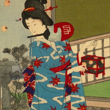 楊洲周延 別荘乃蛍 三枚続/CHIKANOBU