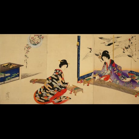 楊洲周延 千代田の大奥 琴 三枚続/CHIKANOBU