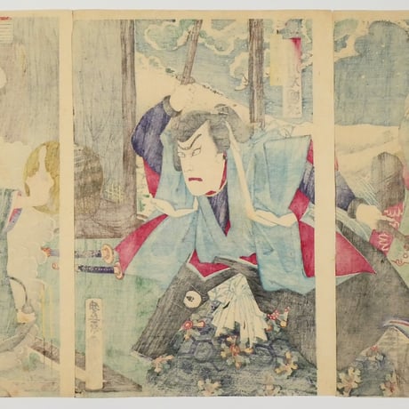 豊原国周 木曽山雪中之場 三枚続/KUNICHIKA
