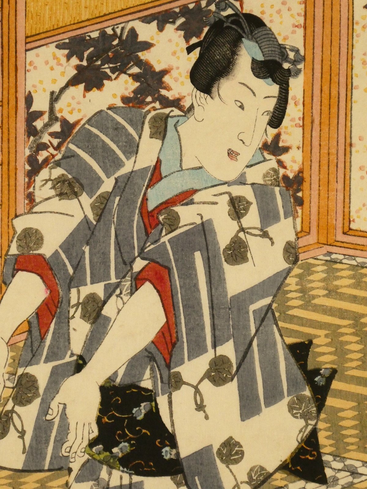 歌川豊国、二美人摘草図、超希少・大判画集画、新品高級額装付 歌川豊国、二美人摘草図、超希少・大判画集画、新品高級額装付
